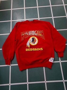 NFL Red Washington Redskins Crewneck Sweatshirt with Yellow Logo